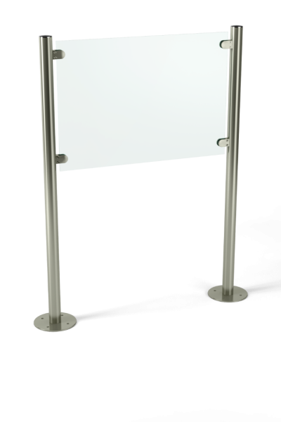 Set-up System bietet das Modell Steel-Line Twin an, eine Display-Lösung mit zwei Säulen mit Säulenabschlüssen und vier vormontierten Schildhaltern.